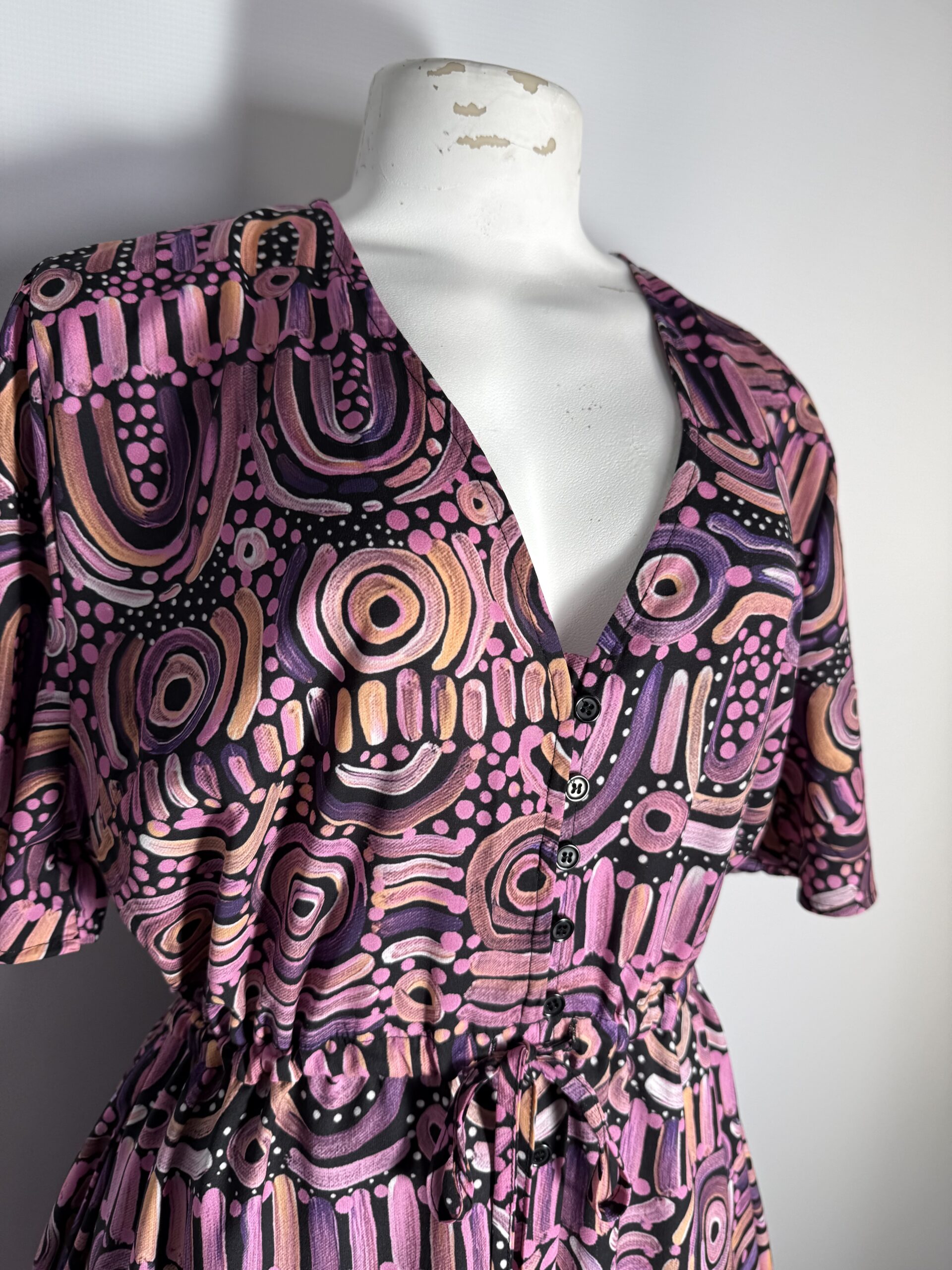 Printed Statement Poly Dress | L | SA38 - Image 2